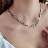 Butterfly Choker Necklace for Women Girl Stainless Steel Rhinestone Charms