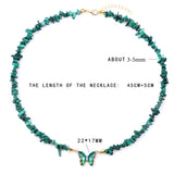 Crystal Charm Necklace Irregular Gravel Stone Chip Beads Choker for Women