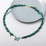 Crystal Charm Necklace Irregular Gravel Stone Chip Beads Choker for Women