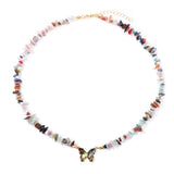 Crystal Charm Necklace Irregular Gravel Stone Chip Beads Choker for Women