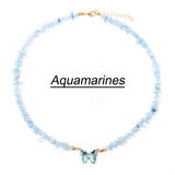 Crystal Charm Necklace Irregular Gravel Stone Chip Beads Choker for Women