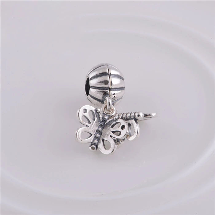925 Sterling Silver Butterfly Dangle Beads DIY Charms for Bracelets