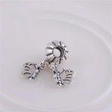 925 Sterling Silver Butterfly Dangle Beads DIY Charms for Bracelets