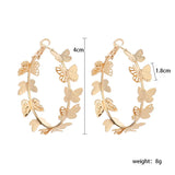 Butterfly Deco Hoop Earrings Big Hoops for Women Girls Round Jewelry Gift