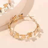 Butterfly Deco Hoop Earrings Big Hoops for Women Girls Round Jewelry Gift