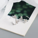 Butterfly C Studs Earrings 925 Silver For Women Fine Jewelry