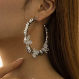 Butterfly Stainless Steel Diamond Hoops Earring