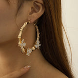 Butterfly Stainless Steel Diamond Hoops Earring