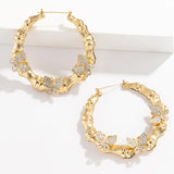 Butterfly Stainless Steel Diamond Hoops Earring
