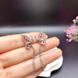 Butterfly Earrings Garnet 925 Sterling Silver Two-Color Hot
