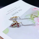 Butterfly Earrings Garnet 925 Sterling Silver Two-Color Hot