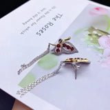 Butterfly Earrings Garnet 925 Sterling Silver Two-Color Hot