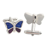 Butterfly Enamel Silver Cufflinks