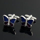 Butterfly Enamel Silver Cufflinks
