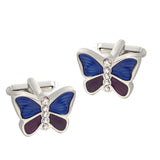 Butterfly Enamel Silver Cufflinks