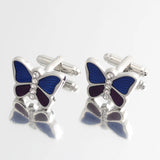 Butterfly Enamel Silver Cufflinks