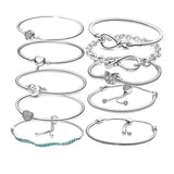 Butterfly Heart Clasp Chain Bracelet Silver Jewelry DIY Gift