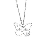Butterfly Name Necklace Stainless Steel Cross Pendant Personalized Jewelry