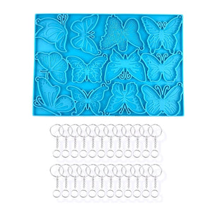 Butterfly Keychain Silicone Mold with Keyring for DIY Keychain