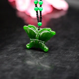 Butterfly Natural Green Jade Pendant Necklace Jadeite Jewelry