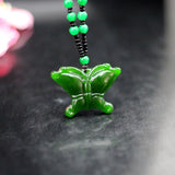 Butterfly Natural Green Jade Pendant Necklace Jadeite Jewelry
