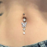 Crystal Heart Belly Button Ring Navel Piercing Body Jewelry