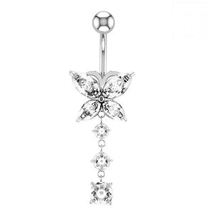 Crystal Heart Belly Button Ring Navel Piercing Body Jewelry