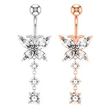 Crystal Heart Belly Button Ring Navel Piercing Body Jewelry