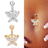 Crystal Heart Belly Button Ring Navel Piercing Body Jewelry