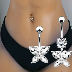 Crystal Heart Belly Button Ring Navel Piercing Body Jewelry