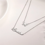 Personalized Butterfly Name Necklace Double Chain Stainless Steel