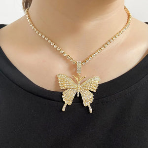 Butterfly Necklace Chains With Diamond Pendant For Women
