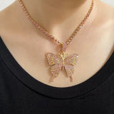 Butterfly Necklace Chains With Diamond Pendant For Women