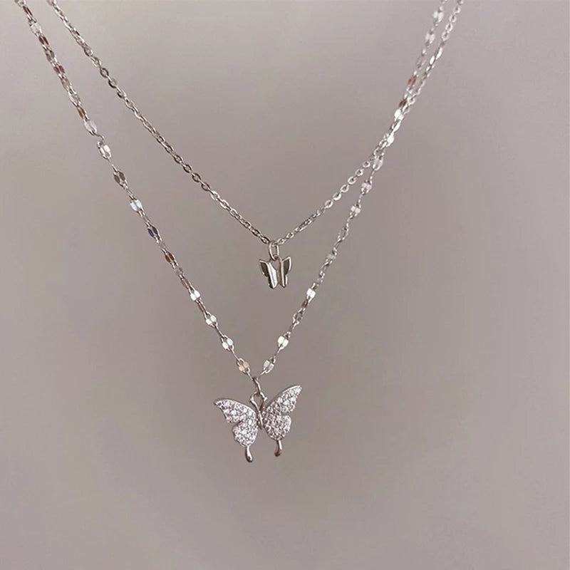 Butterfly Necklace with Zircon Animal Choker Party Gift