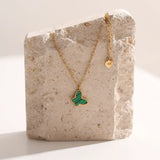 18K Plated Butterfly Necklace Dainty Pearl Pendant