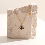 18K Plated Butterfly Necklace Dainty Pearl Pendant