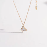 18K Plated Butterfly Necklace Dainty Pearl Pendant