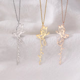 Personalized Butterfly Name Necklace for Women, Stainless Steel Letter Pendant