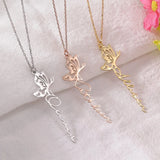 Personalized Butterfly Name Necklace for Women, Stainless Steel Letter Pendant