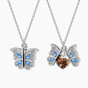 Custom Butterfly Photo Necklace for Women, Personalized Memory Pendant Jewelry