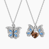 Custom Butterfly Photo Necklace for Women, Personalized Memory Pendant Jewelry