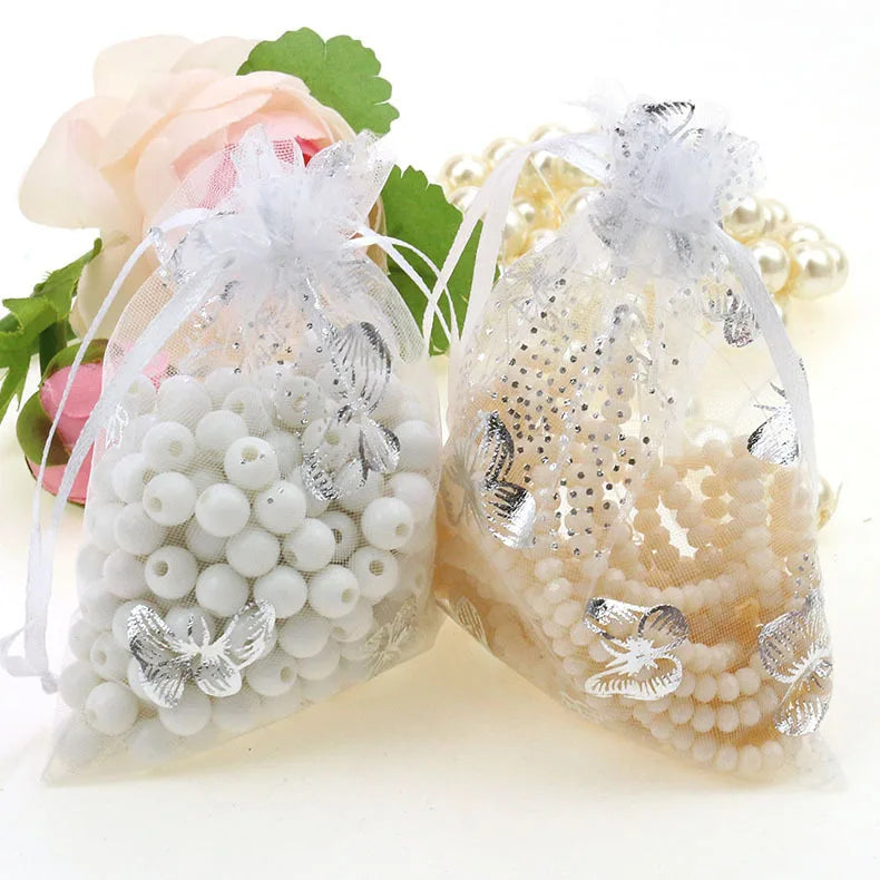 Butterfly Organza Bags 9*12cm Jewelry Packaging Pouches 100pcs