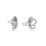 Butterfly Stud Earrings 925 Sterling Silver Clear CZ