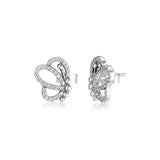 Butterfly Stud Earrings 925 Sterling Silver Clear CZ