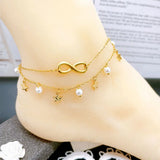Butterfly Pearl Stainless Steel Women Anklet Tassel