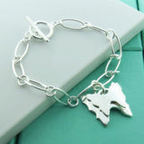 Butterfly Pendant Bracelet 925 Silver Hollow Chain Girl Gift