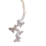 Butterfly Pendant 925 Silver Zircon Necklace Choker Jewelry