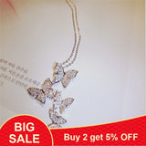 Butterfly Pendant S925 Silver Zircon Stone Necklace Choker