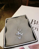 Butterfly Pendant S925 Silver Zircon Stone Necklace Choker