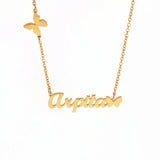 Butterfly Pendant Name Necklace Women BFF Jewelry